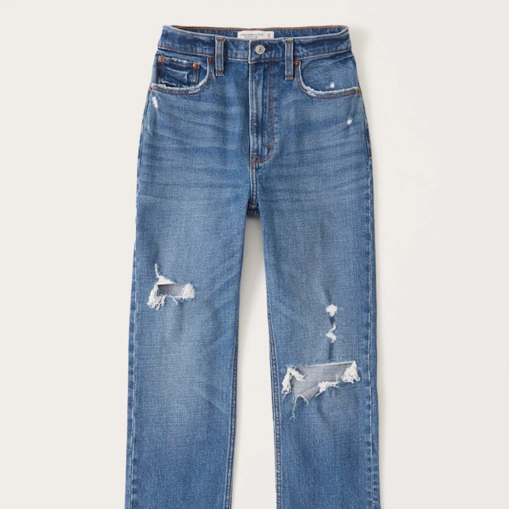 A&F Ultra High Rise Ankle Straight Jeans
